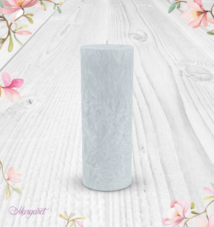 Svíčka Válec 2 (17 cm) – Šedá / Mandarinka a santalové dřevo / Květinka